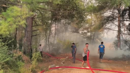 Aksu'daki orman yangınının kontrol altına alma çalışmaları devam ediyor