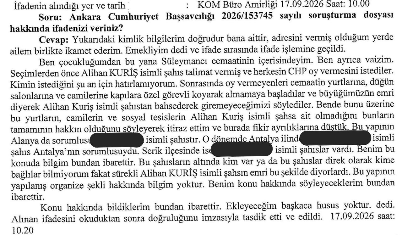 ALİHAN KURİŞ SUÇ ÖRGÜTÜ YÖNETİCİLERİNİN SEÇİM DÖNEMLERİNDE CHP'YE OY VERİLMESİ YÖNÜNDE TELKİNLERDE...