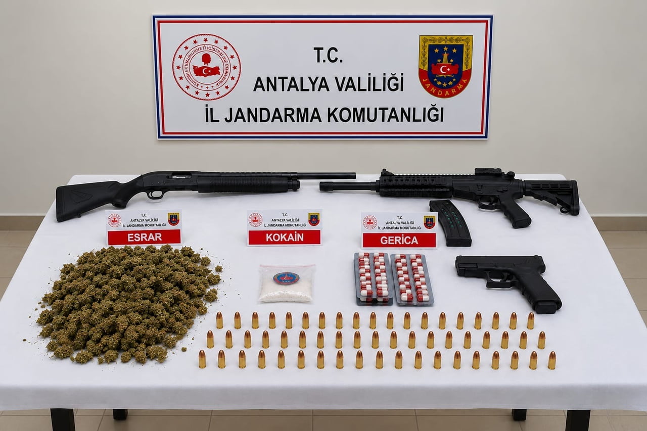 ANTALYA’NIN SERİK İLÇESİNDE JANDARMA EKİPLERİNCE DÜZENLENEN EŞ ZAMANLI UYUŞTURUCU OPERASYONUNDA 20...