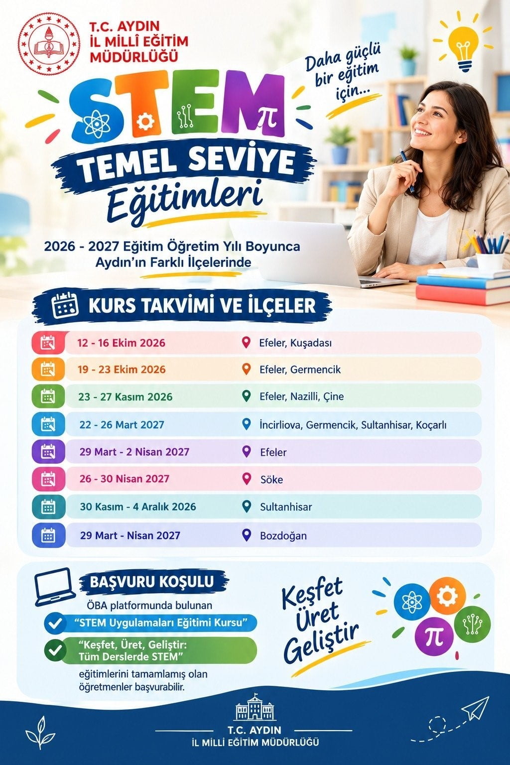 AYDIN’DA 2026-2027 EĞİTİM ÖĞRETİM YILI BOYUNCA DÜZENLENECEK STEM TEMEL SEVİYE EĞİTİMLERİ İLE...