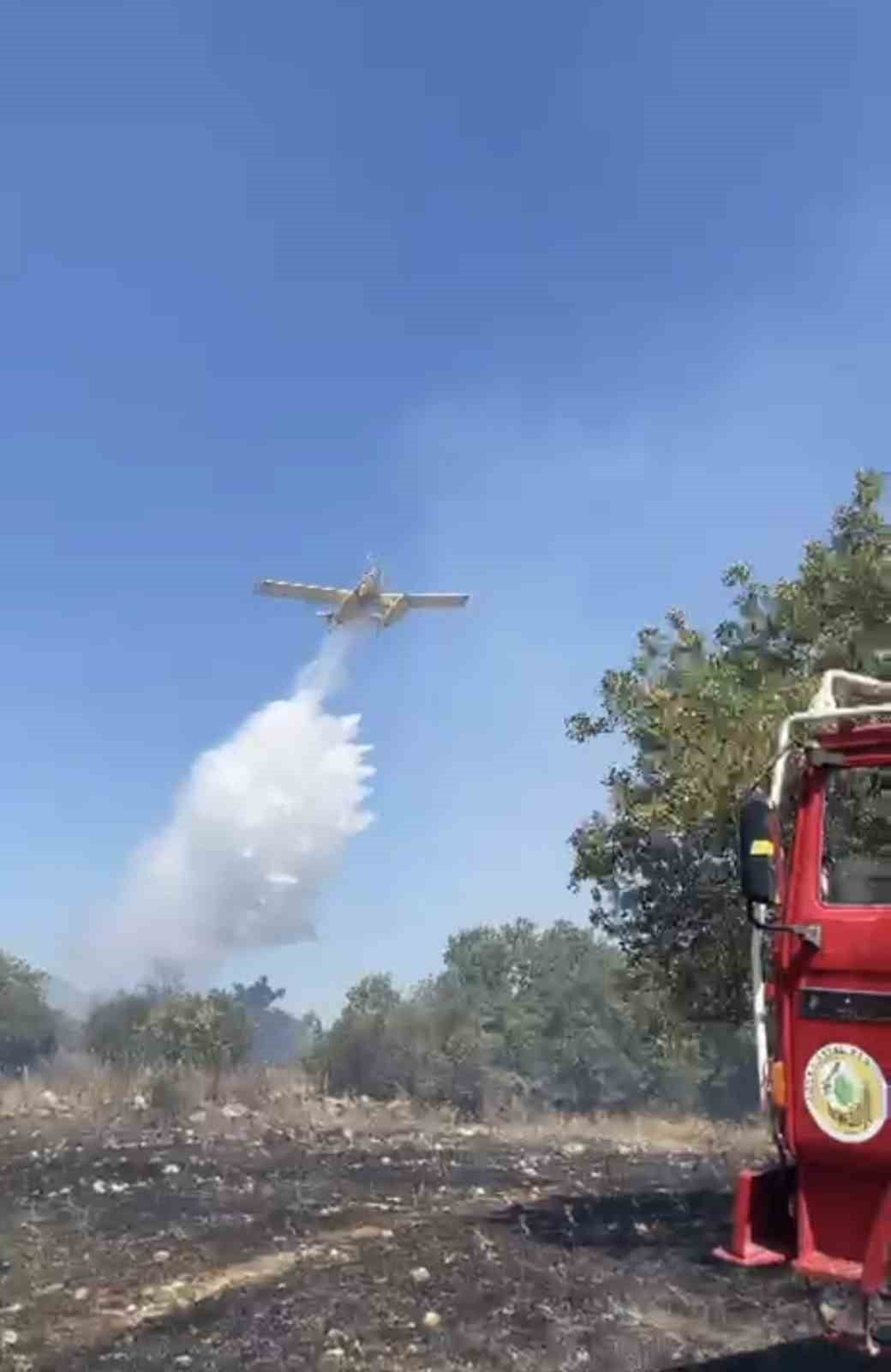 BALIKESİR'İN KOCAAVŞAR KIRSAL MAHALLESİ YAKINLARINDA ÇIKAN ORMAN YANGININA HAVADAN VE KARADAN...