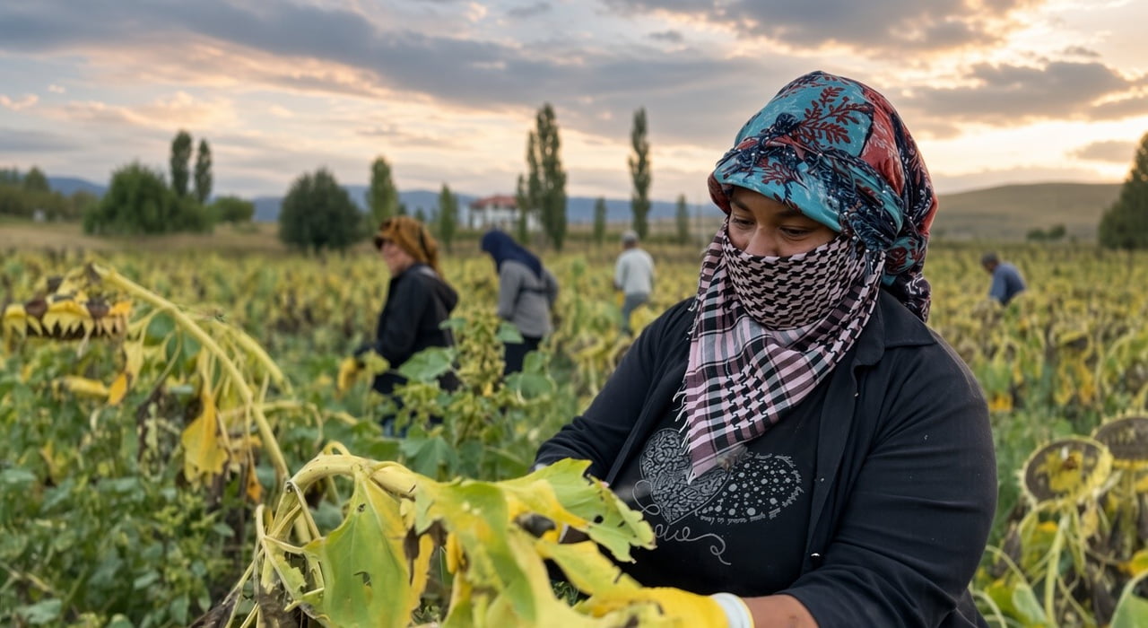 ÇAYIRLI’DA AYÇİÇEĞİ TARLALARINDA HASAT MESAİSİ