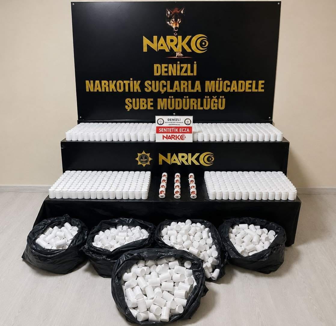 DENİZLİ'DE NARKOTİK OPERASYONU 104 BİN SENTETİK HAP ELE GEÇİRİLDİ, 4 TUTUKLAMA