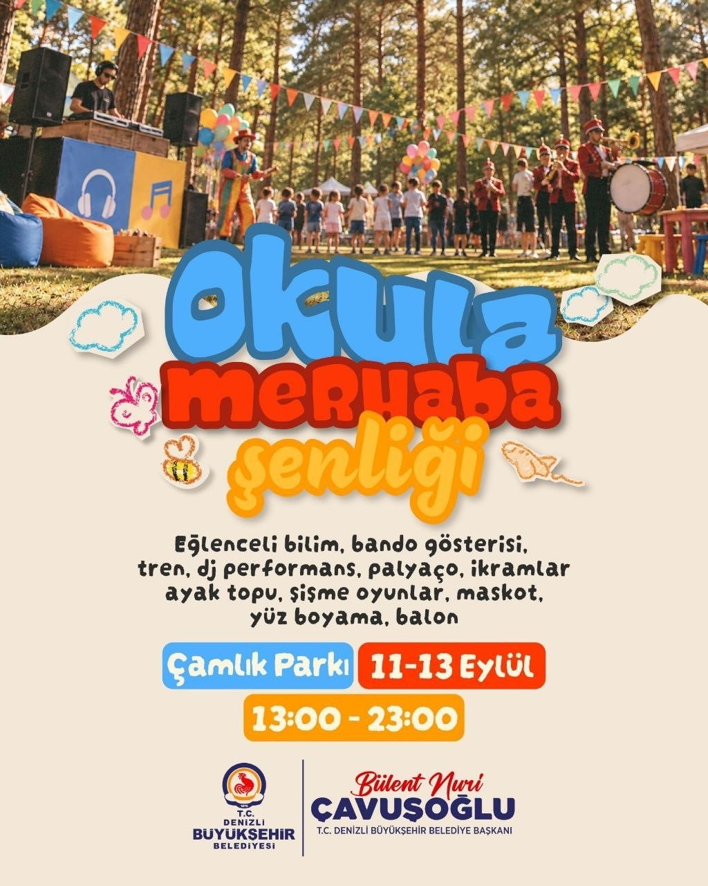DENİZLİ BÜYÜKŞEHİR BELEDİYESİ, YENİ EĞİTİM-ÖĞRETİM YILI ÖNCESİNDE ÇOCUKLAR İÇİN DOPDOLU BİR ŞENLİK...