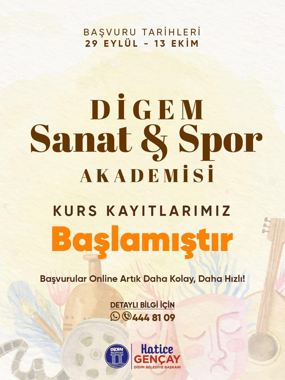 DİDİM BELEDİYESİ DİGEM SANAT VE SPOR AKADEMİSİ BÜNYESİNDE ÇOCUK, GENÇ VE YETİŞKİNLERE YÖNELİK YENİ...