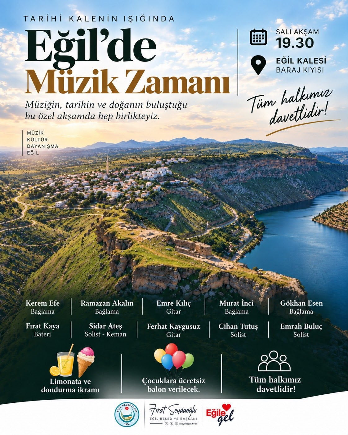 DİYARBAKIR'IN EĞİL İLÇESİNDE BULUNAN KALE VE BARAJ KIYISINDA MÜZİK ŞÖLENİ DÜZENLENECEK.