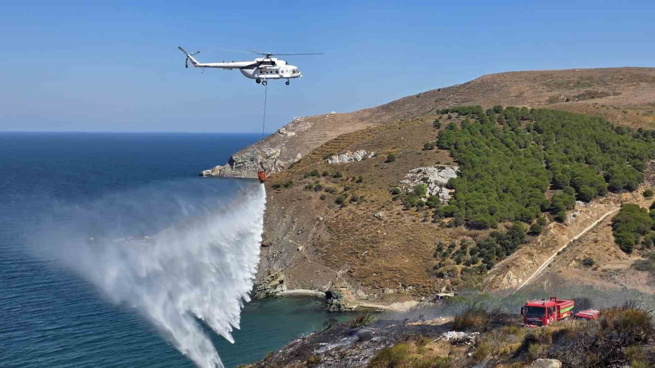 ETİ MADEN'E AİT ŞLAM HAVUZUNUN YAN KISMINDA YANGIN ÇIKTI.