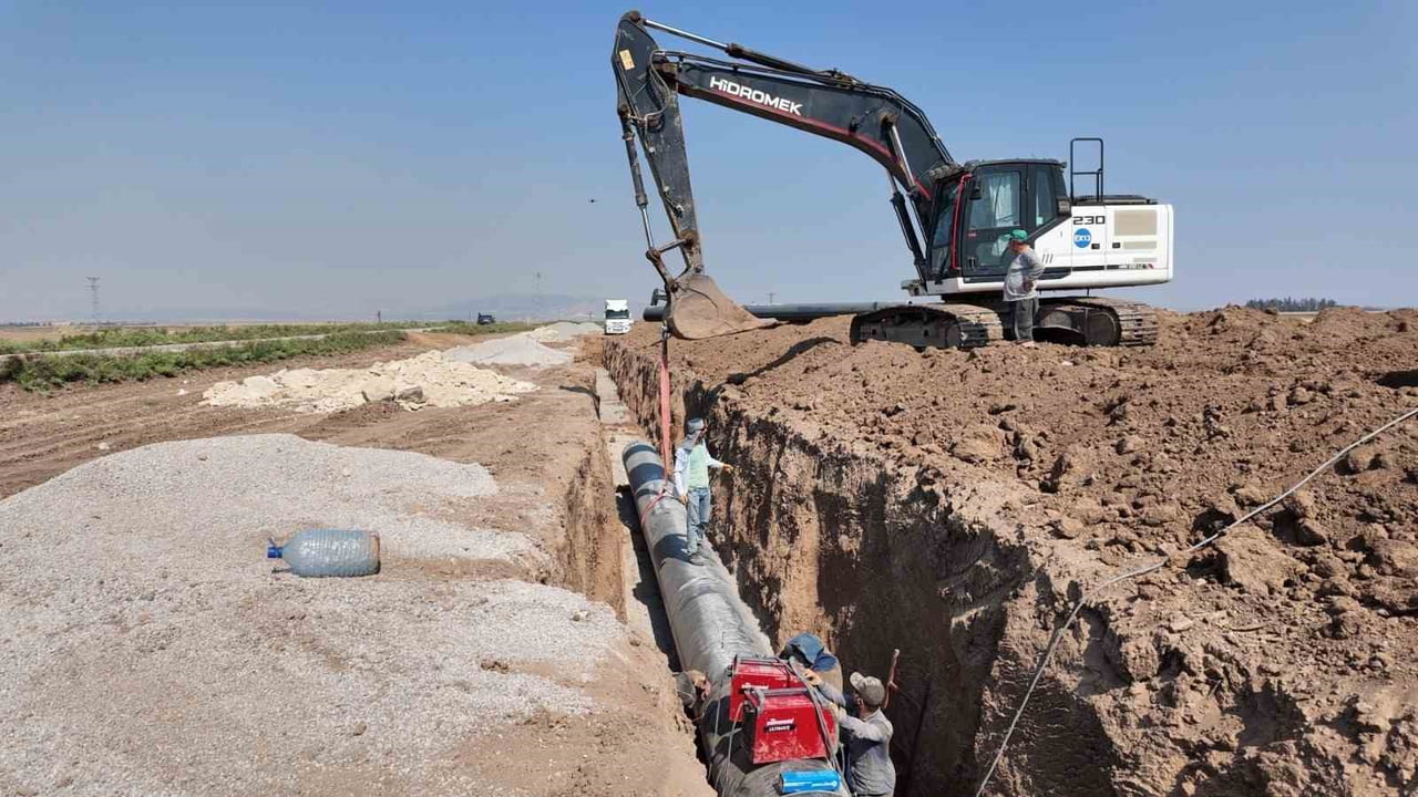 GÖLBAŞI İÇME SUYU PROJESİ KAPSAMINDA DEVAM EDEN İLETİM HATTI VE ALTYAPI ÇALIŞMALARINDAN...