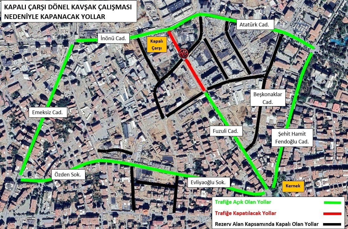 İNÖNÜ CADDESİ’NDEN FUZULİ CADDESİ’NE GİRİŞ KAPANIYOR