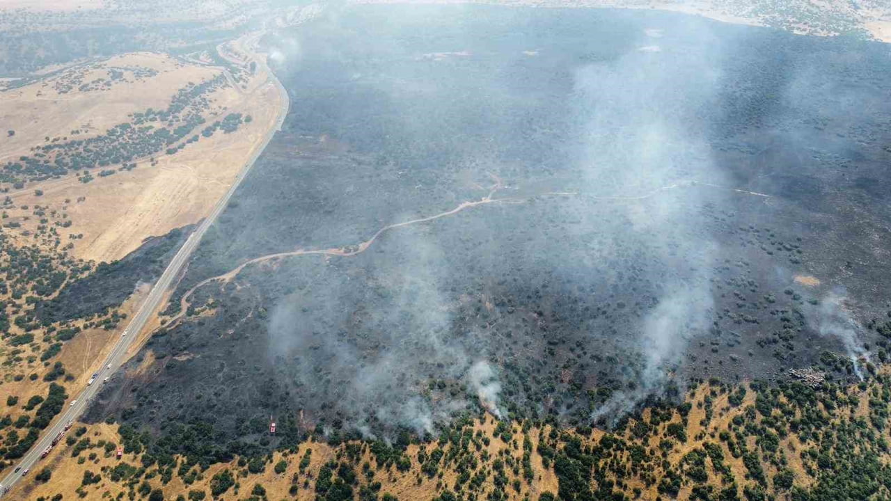 KARAKOÇAN İLÇESİNDE KIRSALDA BAŞLAYAN YANGIN, ORMANLIK ALANA SIÇRADI