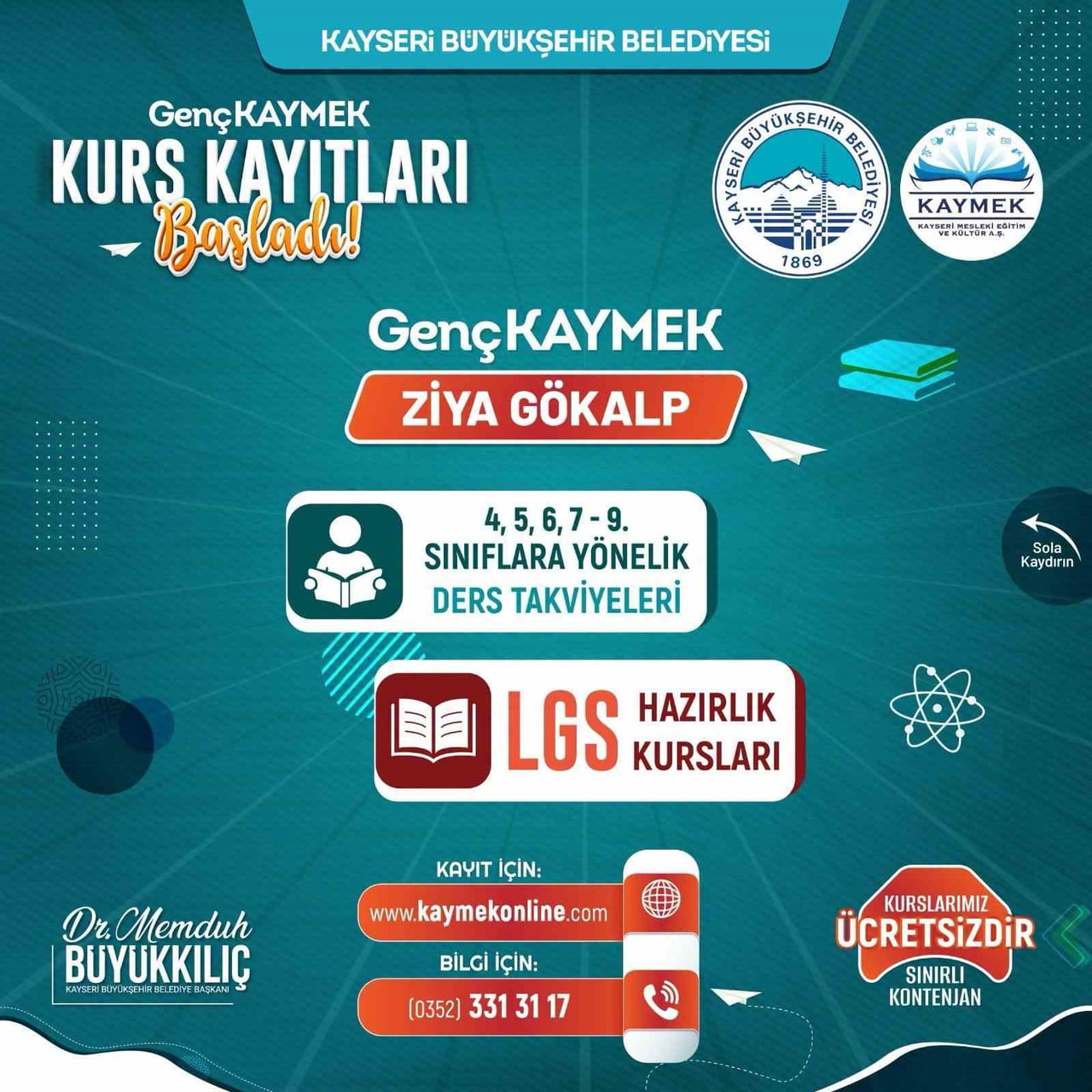 KAYSERİ BÜYÜKŞEHİR BELEDİYESİ’NİN EĞİTİM VE KÜLTÜR ALANINDAKİ MARKA KURULUŞU KAYMEK BÜNYESİNDE...