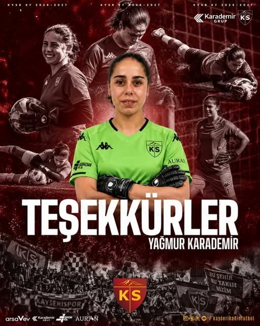 KAYSERİ KADIN FUTBOL KULÜBÜ, KALECİ YAĞMUR KARADEMİR İLE YOLLARINI AYIRDI.