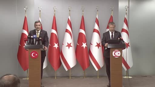 Kuzey Kıbrıs Türk Cumhuriyeti (KKTC) Başbakanı Ünal Üstel, Cumhurbaşkanı Yardımcısı Cevdet Yılmaz...