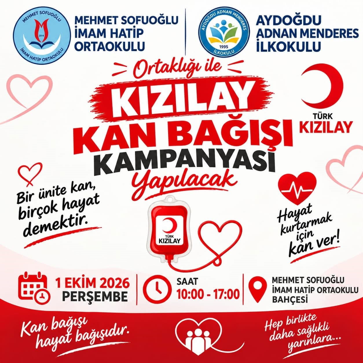 MEHMET SOFUOĞLU İMAM HATİP ORTAOKULU İLE AYDOĞDU ADNAN MENDERES İLKOKULU İŞ BİRLİĞİNDE, TÜRK...