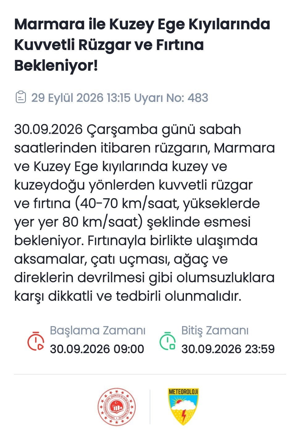 METEOROLOJİ AÇIKLADI: MARMARA VE KUZEY EGE'DE FIRTINA BEKLENİYOR