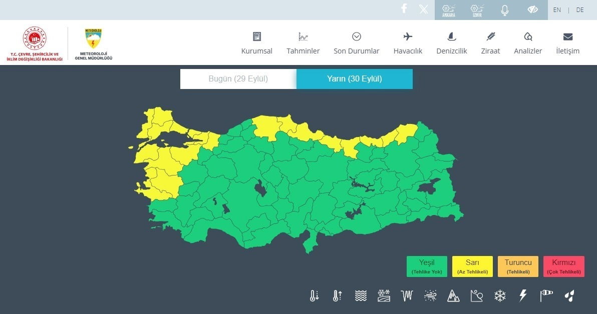 METEOROLOJİ GENEL MÜDÜRLÜĞÜ (MGM), KARADENİZ BÖLGESİ İÇİN SARI KODLU SAĞANAK UYARISINDA...