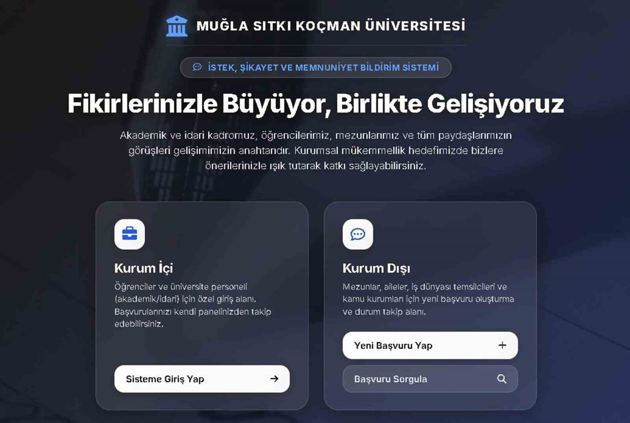 MSKÜ İSTEK, ŞİKAYET VE MEMNUNİYET BİLDİRİM SİSTEMİ KURUM DIŞI PAYDAŞLARIN DA...