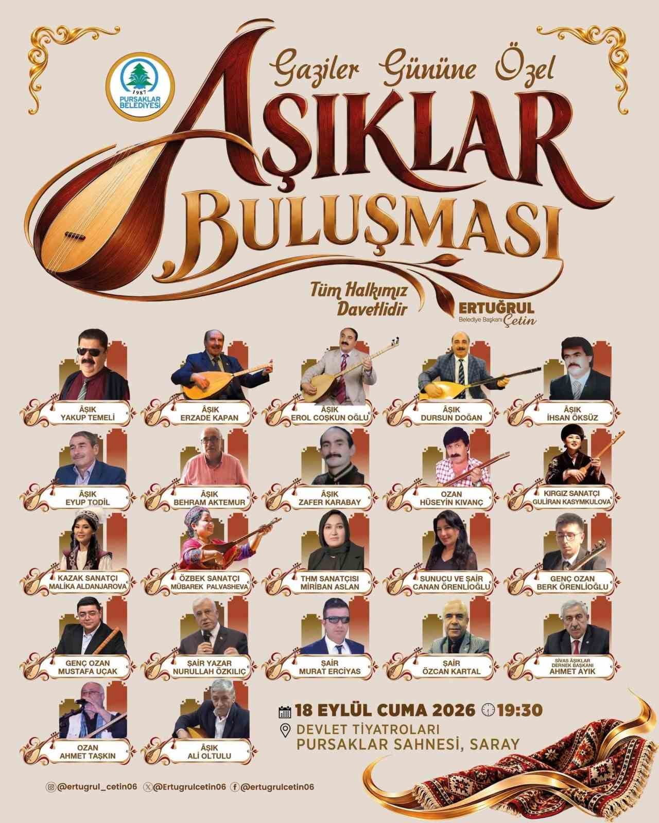 PURSAKLAR BELEDİYESİ, GAZİLER GÜNÜ DOLASIYLA DÜZENLEYECEĞİ ‘AŞIKLAR BULUŞMASI’ İLE TÜRKİYE’NİN...