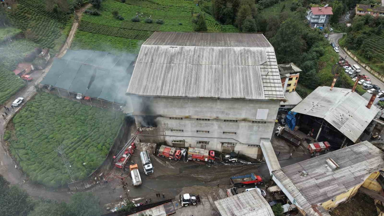 RİZE’NİN ÇAYELİ İLÇESİNDE ÖZEL BİR ÇAY FİRMASINA AİT FABRİKANIN AMBALAJ DEPOSUNDA YANGIN ÇIKTI....