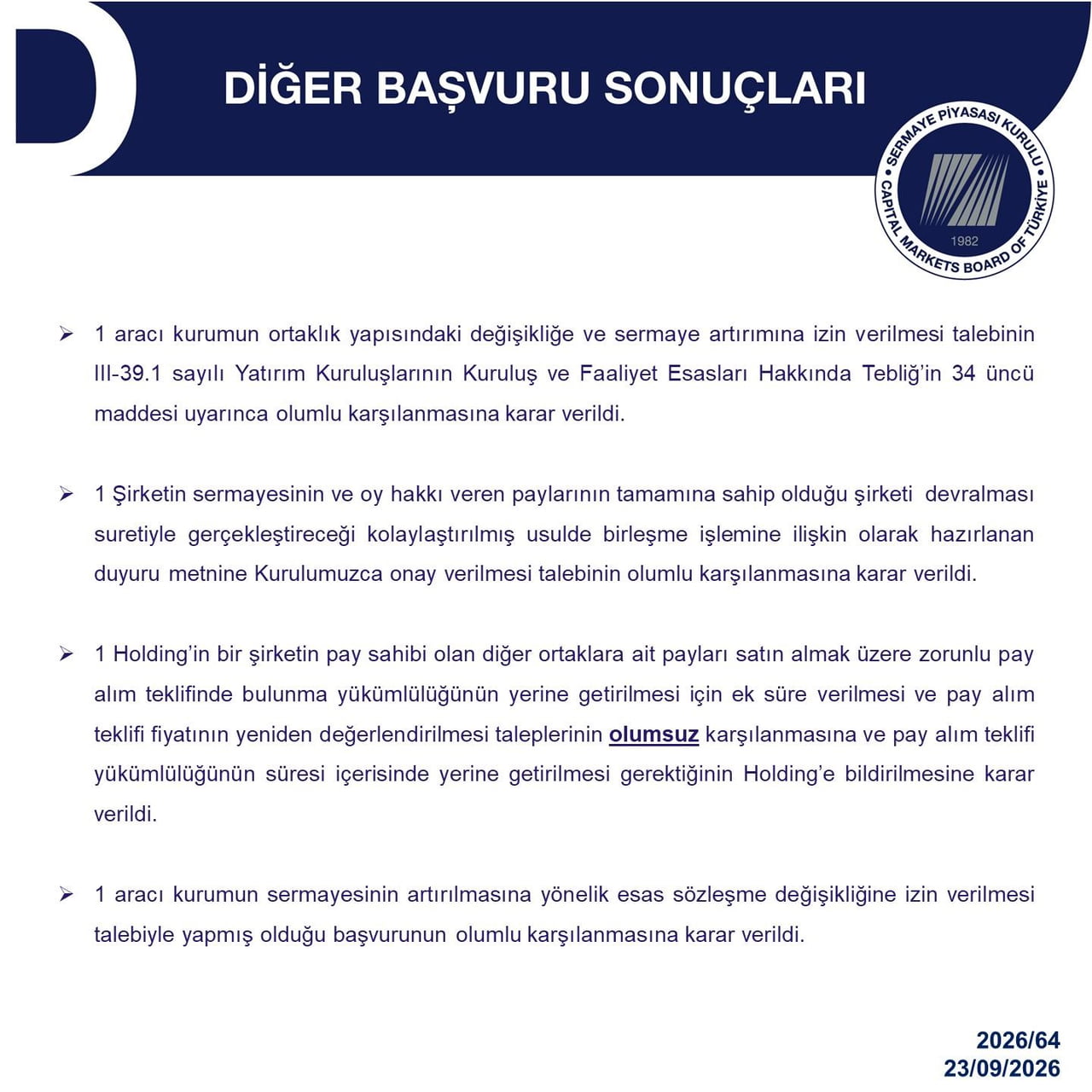 SERMAYE PİYASASI KURULU (SPK) TARAFINDAN TASFİYE SÜRESİNE İLİŞKİN BASIN DUYURUSU YAPILDI.