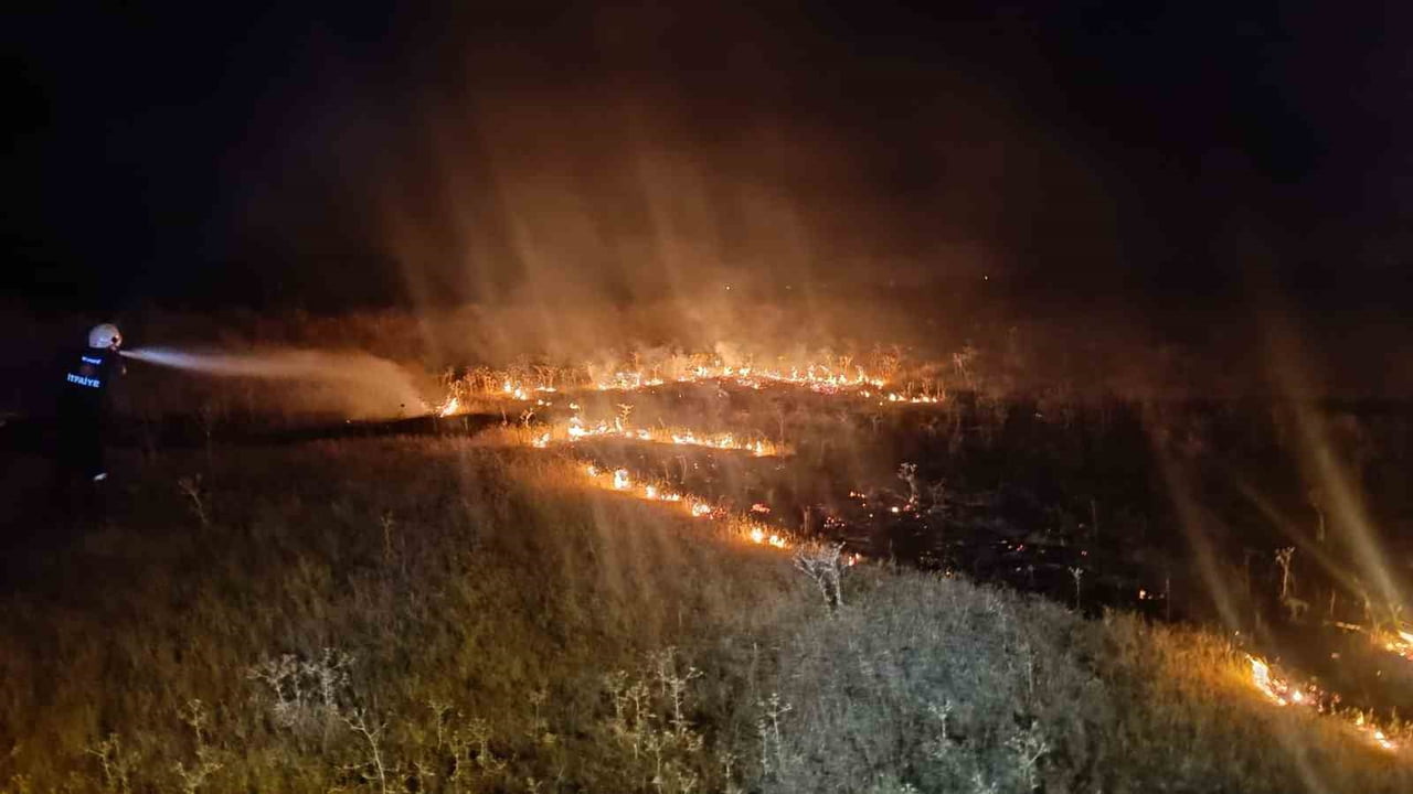 VAN'IN TUŞBA İLÇESİNDE ÇIKAN ÖRTÜ ÜSTÜ YANGIN, İTFAİYE EKİPLERİNCE SÖNDÜRÜLDÜ.