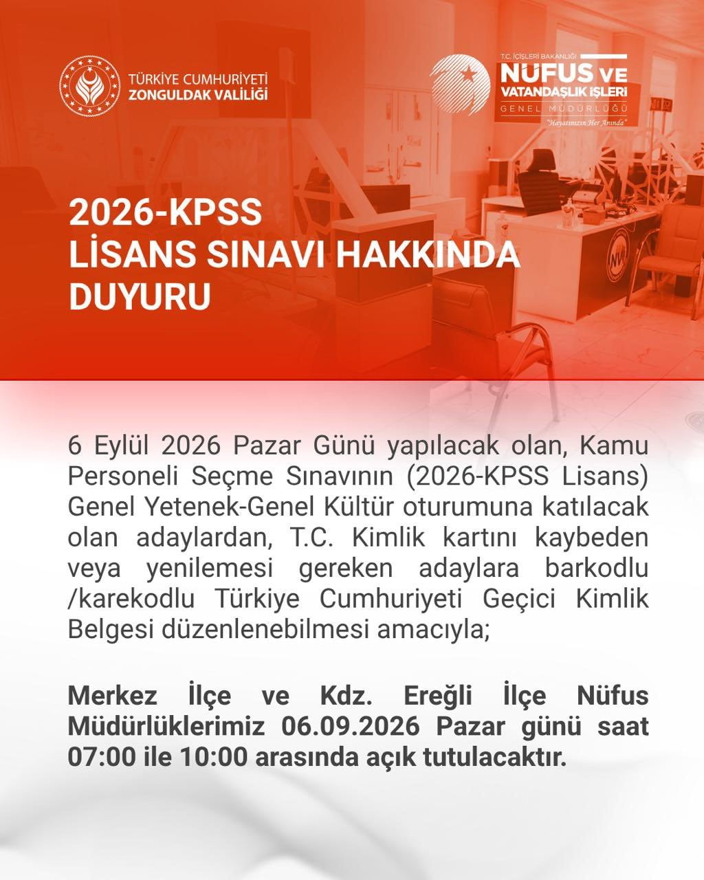 ZONGULDAK’TA 2026-KPSS LİSANS GENEL YETENEK-GENEL KÜLTÜR OTURUMUNA KATILACAK ADAYLAR İÇİN İKİ...