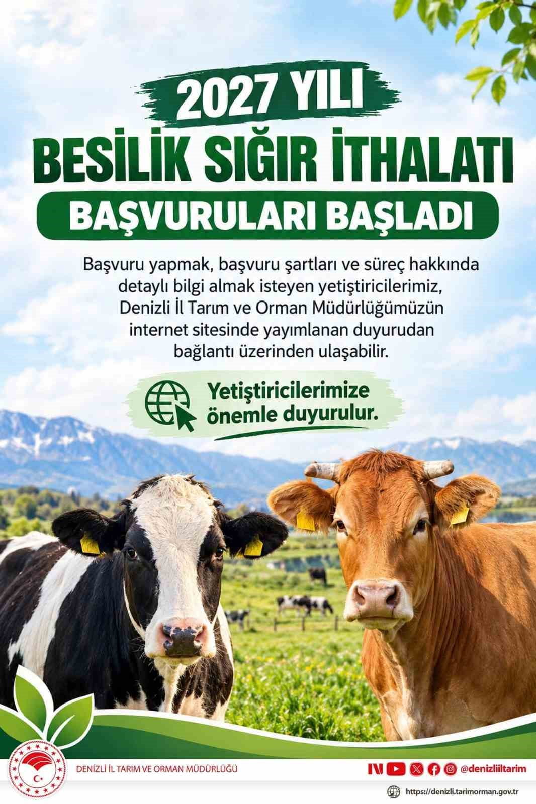 2027 YILI BESİLİK SIĞIR İTHALATI BAŞVURULARI BAŞLADI: SON TARİH 16 EKİM