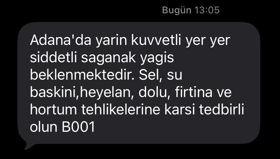 AFAD’DAN ADANA İÇİN YAĞIŞ UYARISI GELDİ