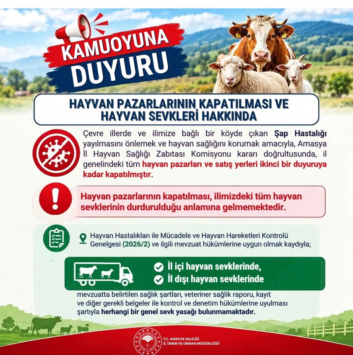 AMASYA VALİLİĞİ İL TARIM VE ORMAN MÜDÜRLÜĞÜ İLE AMASYA İL HAYVAN SAĞLIĞI ZABITASI KOMİSYONU...