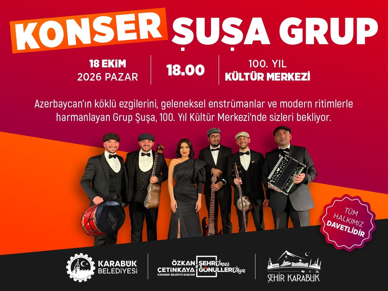 AZERBAYCAN MÜZİĞİNİN GELENEKSEL EZGİLERİNİ MODERN DÜZENLEMELERLE YORUMLAYAN GRUP ŞUŞA, 18 EKİM’DE...