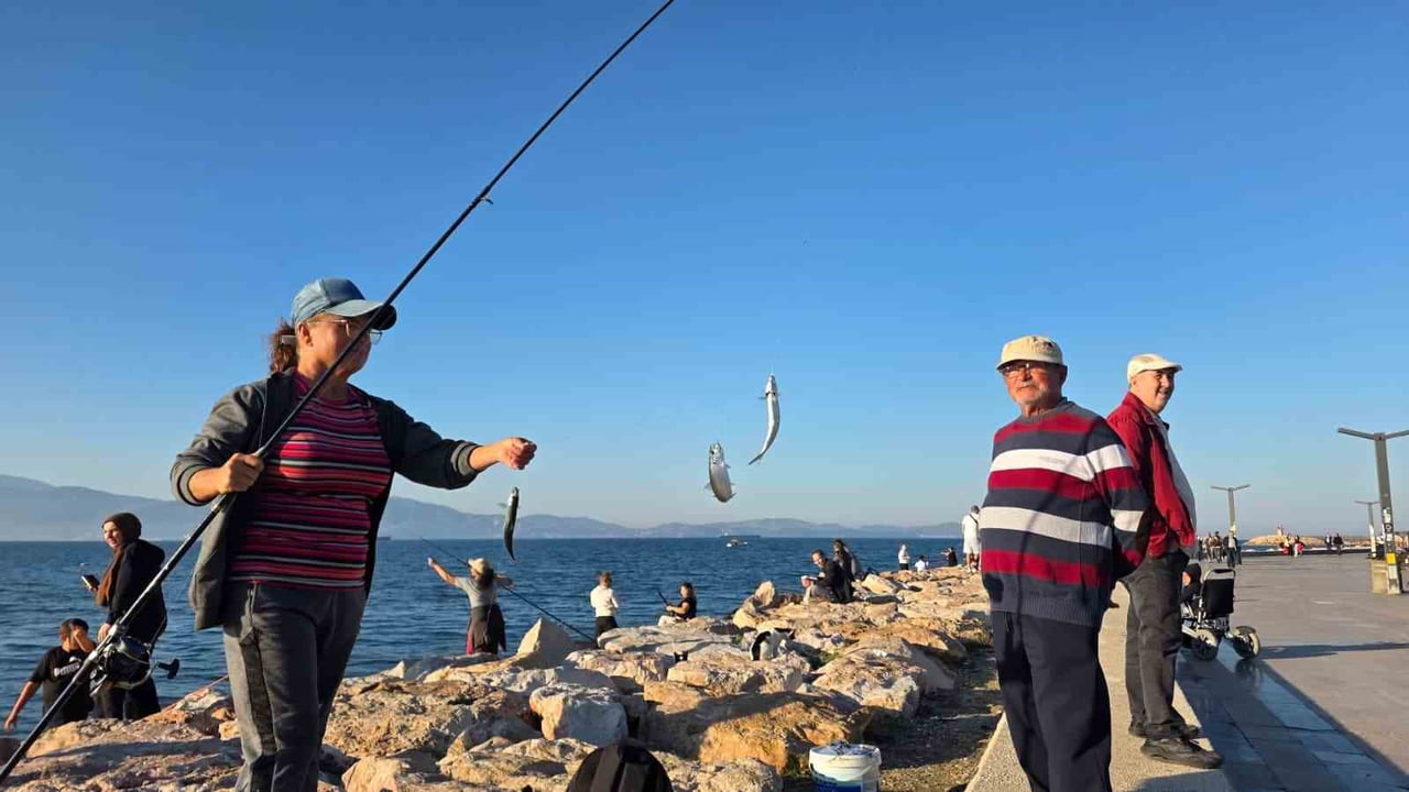 BANDIRMA SAHİLİNDE TIRSİ BEREKETİ, KOVALAR KISA SÜREDE DOLDU
