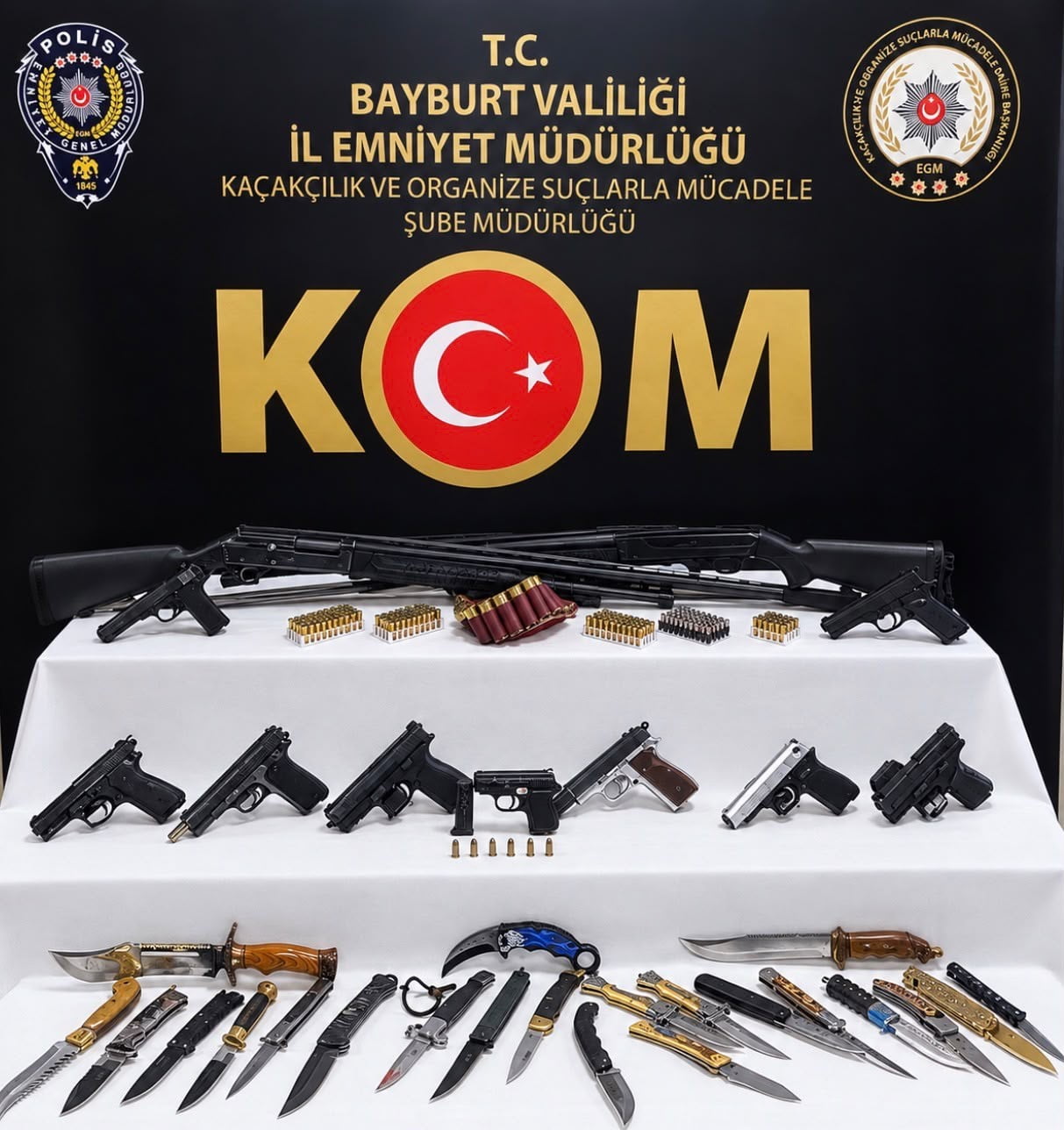 BAYBURT MERKEZLİ OLARAK BAYBURT VE KONYA'DA DÜZENLENEN SİLAH TİCARETİ OPERASYONLARINDA ÇOK SAYIDA...