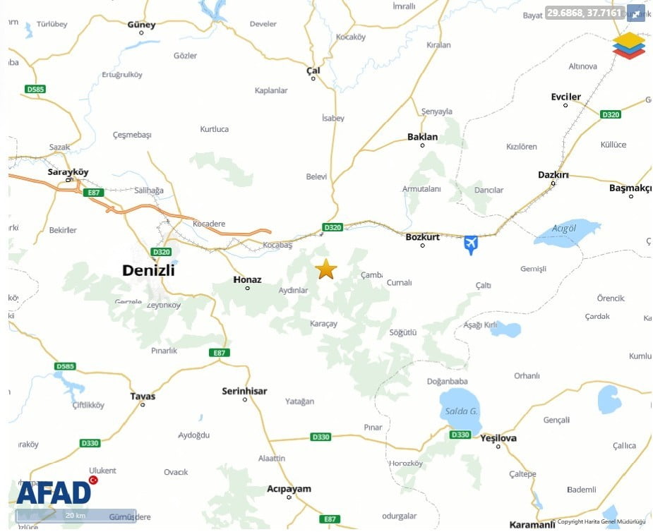 DENİZLİ’DE SABAHA KARŞI MEYDANA GELEN 3.9 ŞİDDETİNDEKİ ORTA BÜYÜKLÜKTEKİ DEPREM VE ARDINDAN...