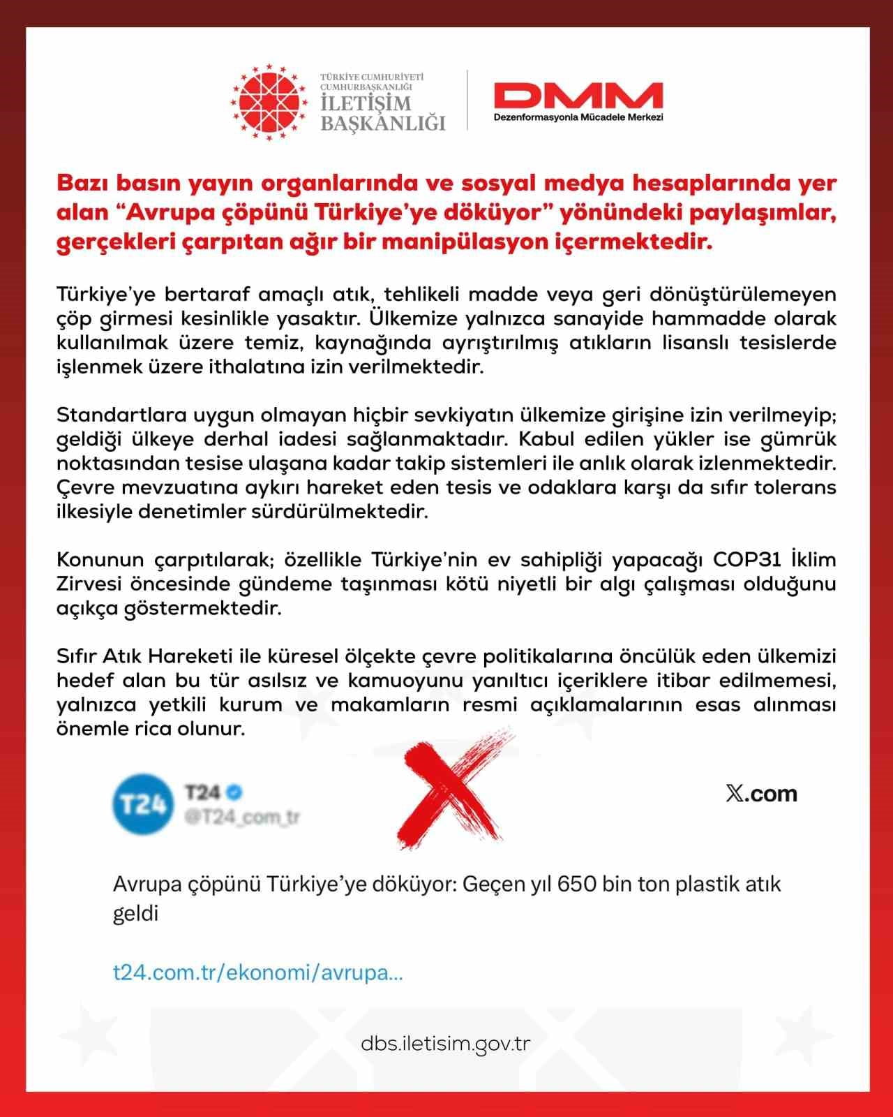 DEZENFORMASYONLA MÜCADELE MERKEZİ (DMM) TARAFINDAN, BAZI BASIN YAYIN ORGANLARINDA VE SOSYAL MEDYA...