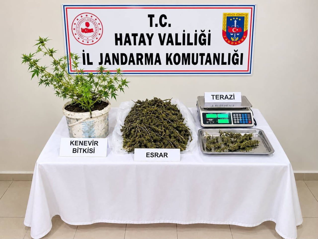 HATAY’IN KUMLU İLÇESİNDE JANDARMA EKİPLERİNCE DÜZENLENEN UYUŞTURUCU OPERASYONUNDA ESRAR, KENEVİR...