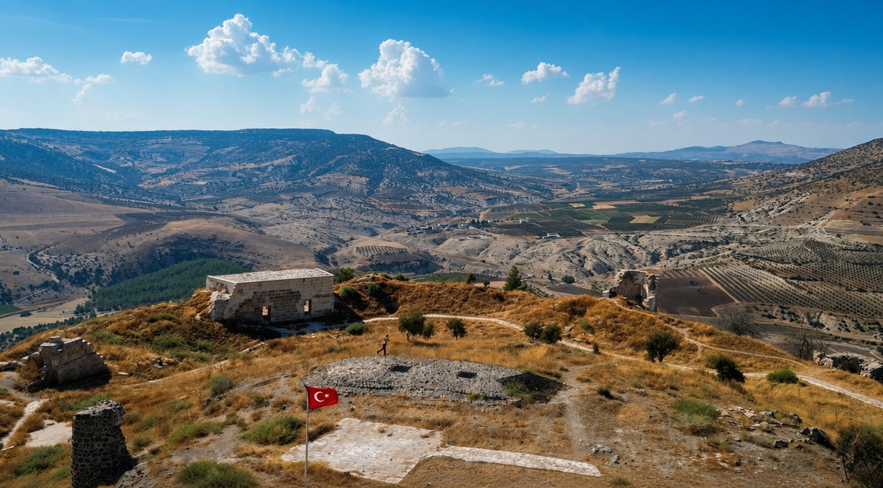 KİLİS'İN POLATELİ İLÇESİNDE YÜKSEK BİR TEPE ÜZERİNDE BULUNAN RAVANDA KALESİ, YÜZLERCE BASAMAKLA...