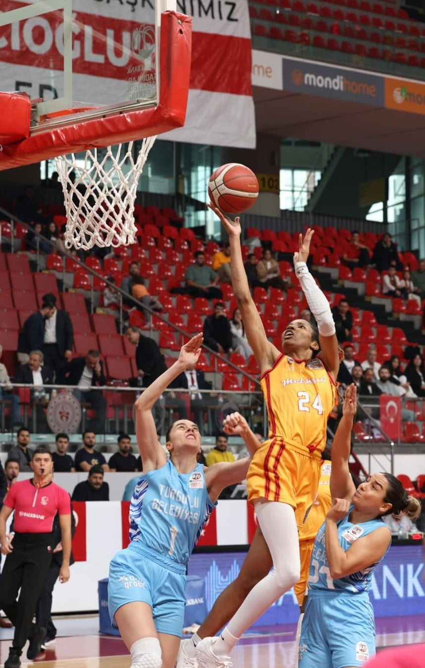 MELİKGAZİ KAYSERİ BASKETBOL EVİNDE  KAZANDIĞI TURGUTLU BELEDİYESPOR MAÇINDA, 2 OYUNCU ÇİFT HANELİ...