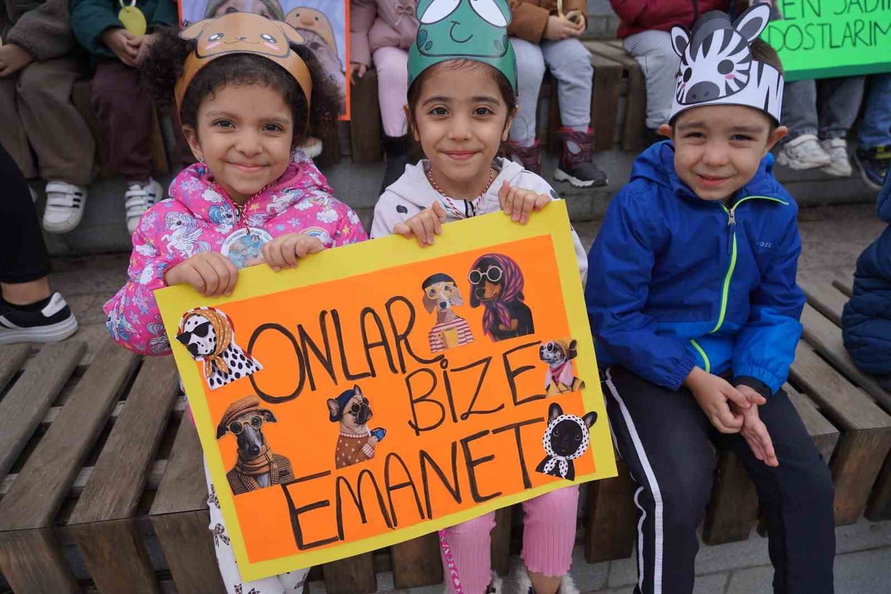 ÖĞRENCİLER BARINAK ZİYARETİ YAPARAK HAYVANLARI SEVDİ VE MAMA VERDİ