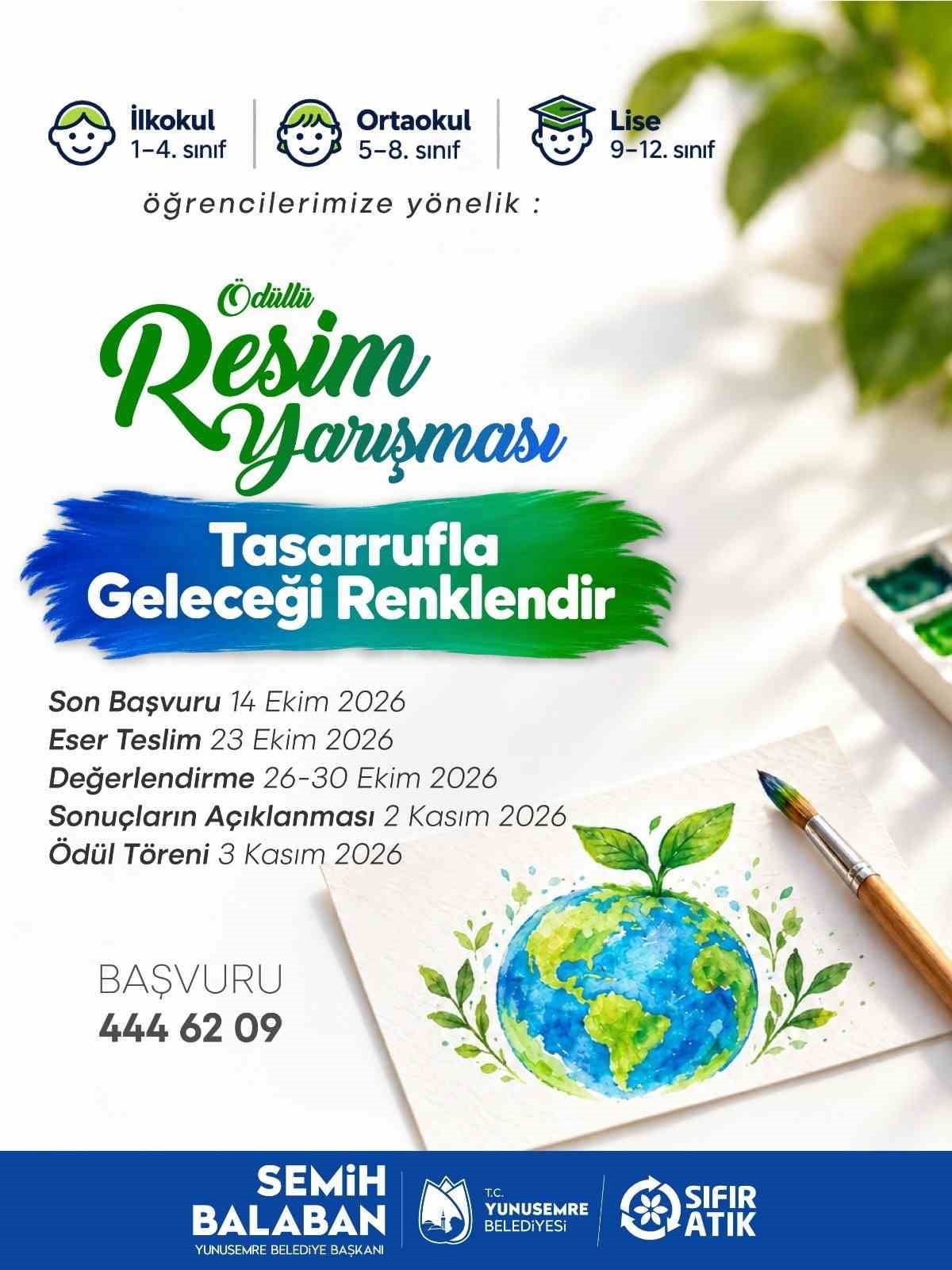 YUNUSEMRE BELEDİYESİ’NİN "TASARRUFLA GELECEĞİ RENKLENDİR" TEMALI ÖDÜLLÜ RESİM YARIŞMASINA...